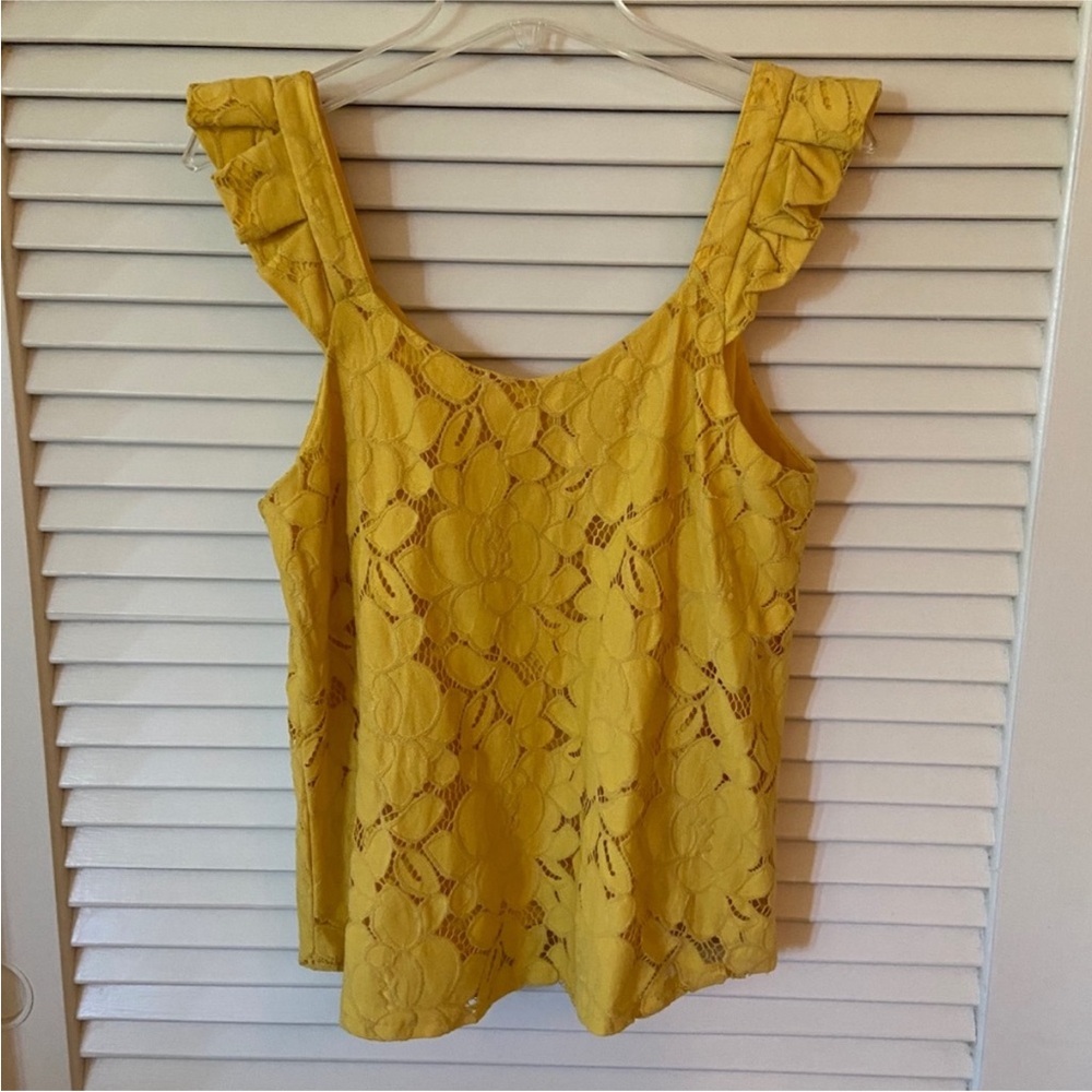 Yellow Lace Sleeveless Top